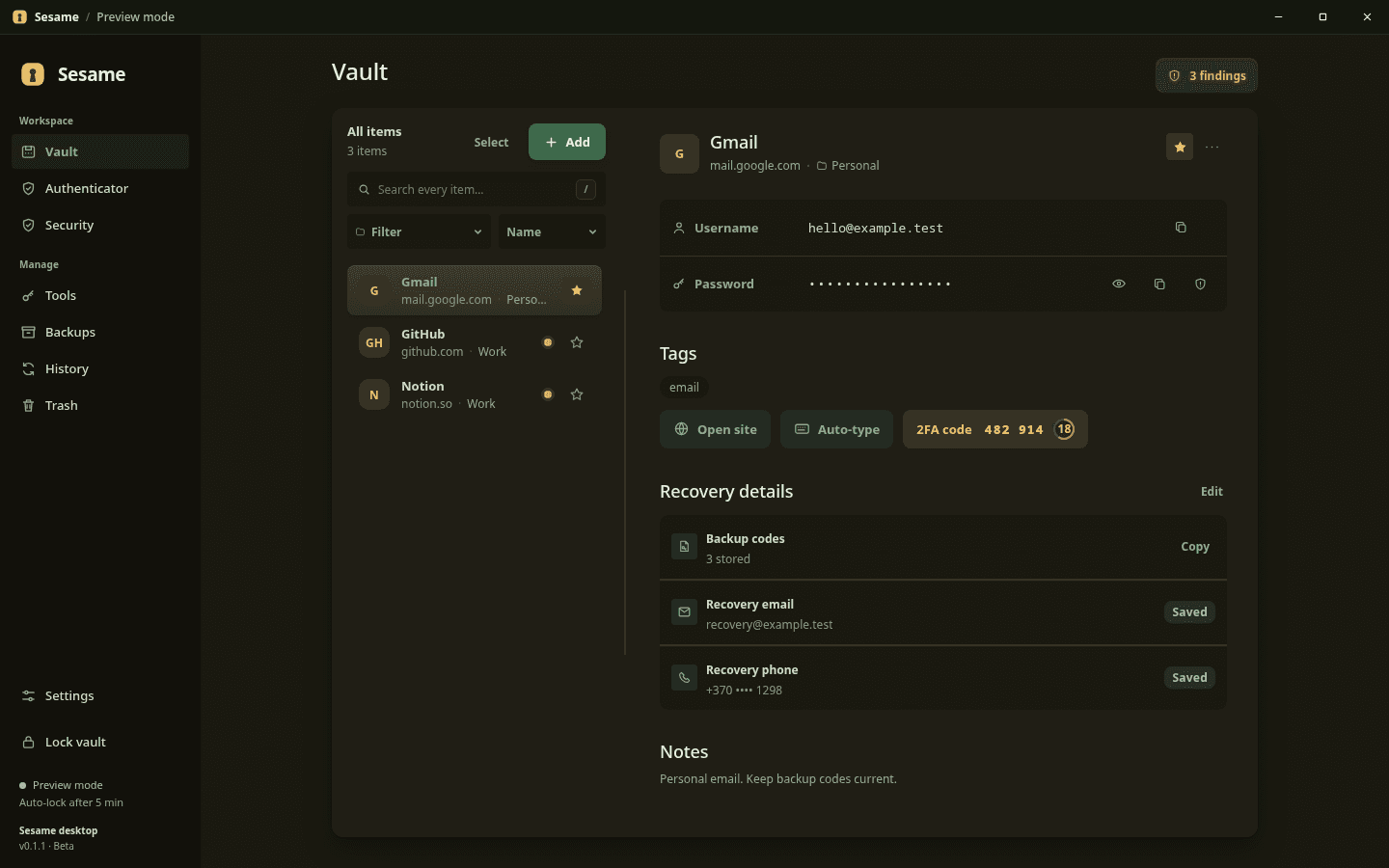 Sesame screenshot